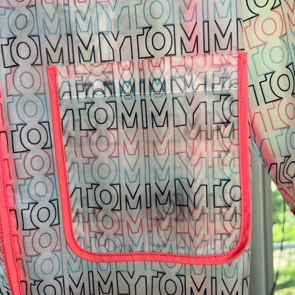 Tommy Hilfiger Girls Size 12/14 Large Clear Spell Out Logo Rain Coat Translucent - Picture 7 of 8